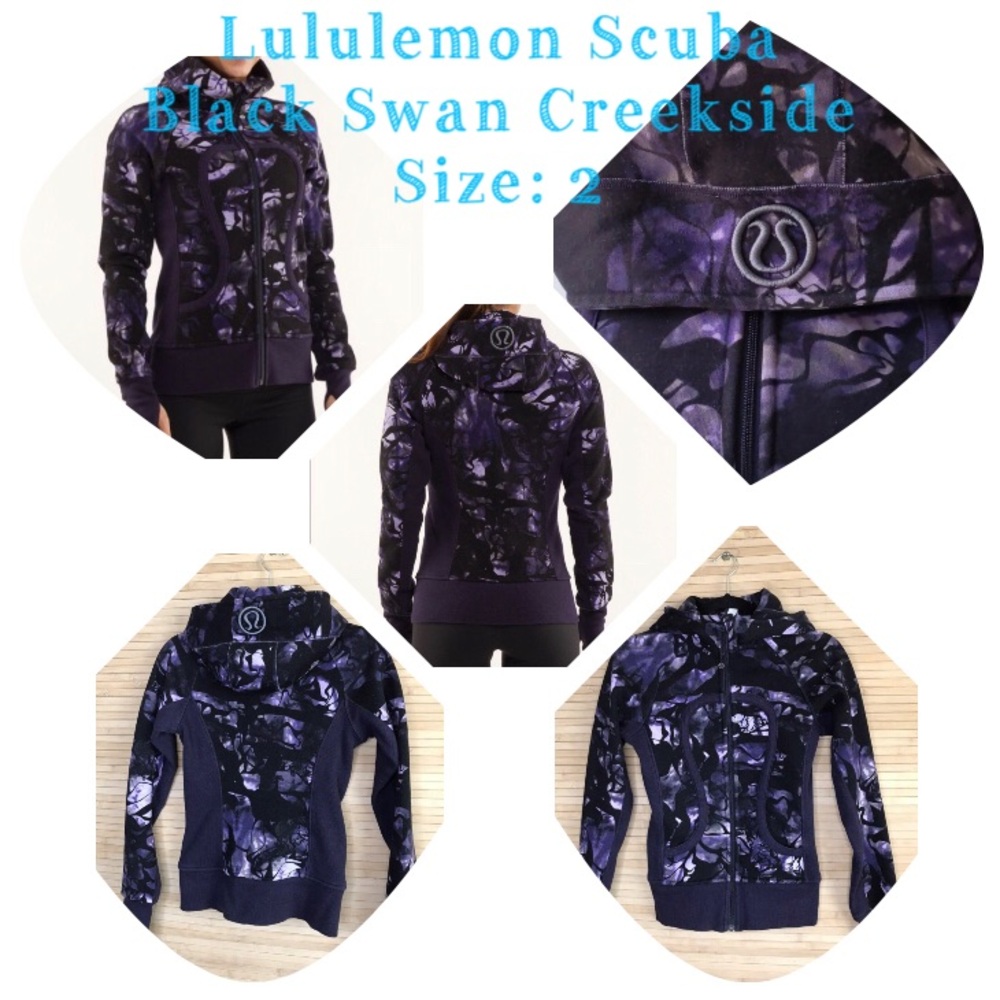 Lululemon Scuba Hoodie Full Zip Black Swan Creekside Camo 2 Thick Rare Fleece XS